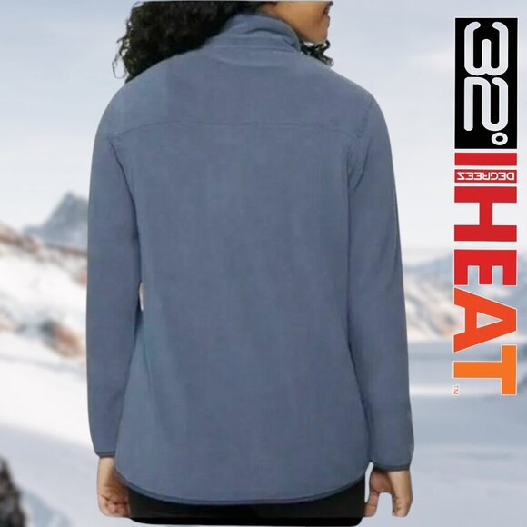 32 Degrees Heat | Button Snap Fleece Pullover | Blue | M | NWOT - Picture 2 of 3